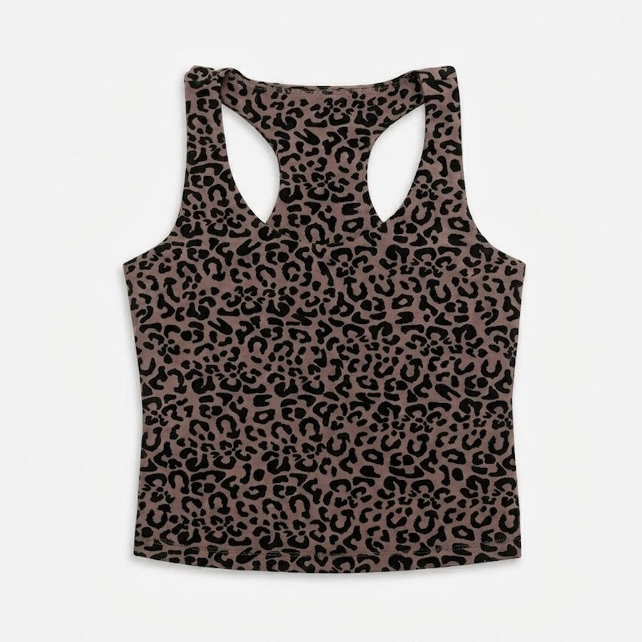 Leopard-print Racerback Tank Top