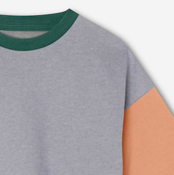 Boxy Sweater Colorblocking I Grey Melange