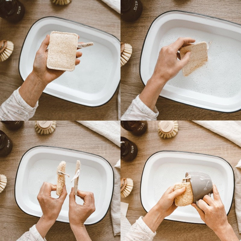- Loofah Dishwashing Sponge how to use